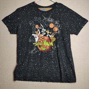 Space‎ Jam T-Shirt Looney Tunes Characters Graphic Print Black Tee Size 2XL G